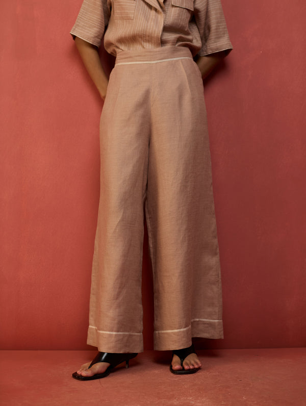 Emma Relaxed Fit Linen Pant - Dusty Rose