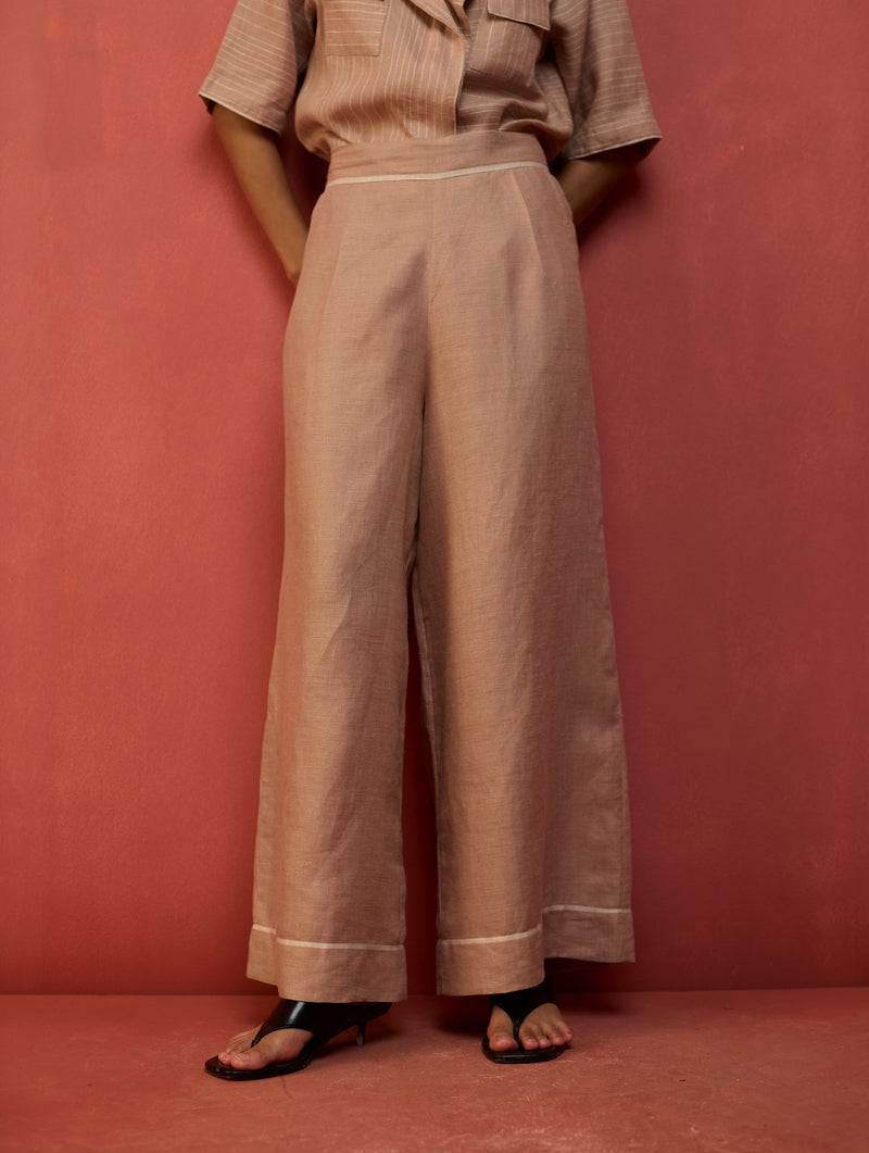 Emma Relaxed Fit Linen Pants - Dusty Rose