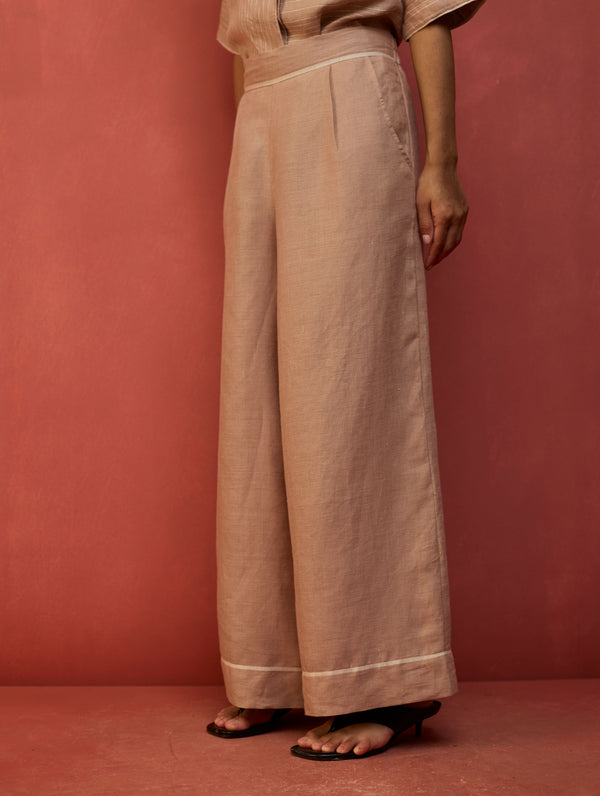Emma Relaxed Fit Linen Pant - Dusty Rose