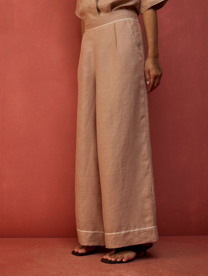 Emma Relaxed Fit Linen Pants - Dusty Rose