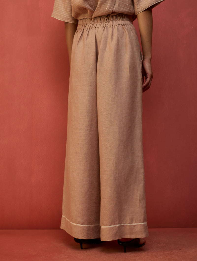 Emma Relaxed Fit Linen Pants - Dusty Rose