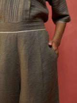 Shiro Stripe Linen Co-ord Set - Grey