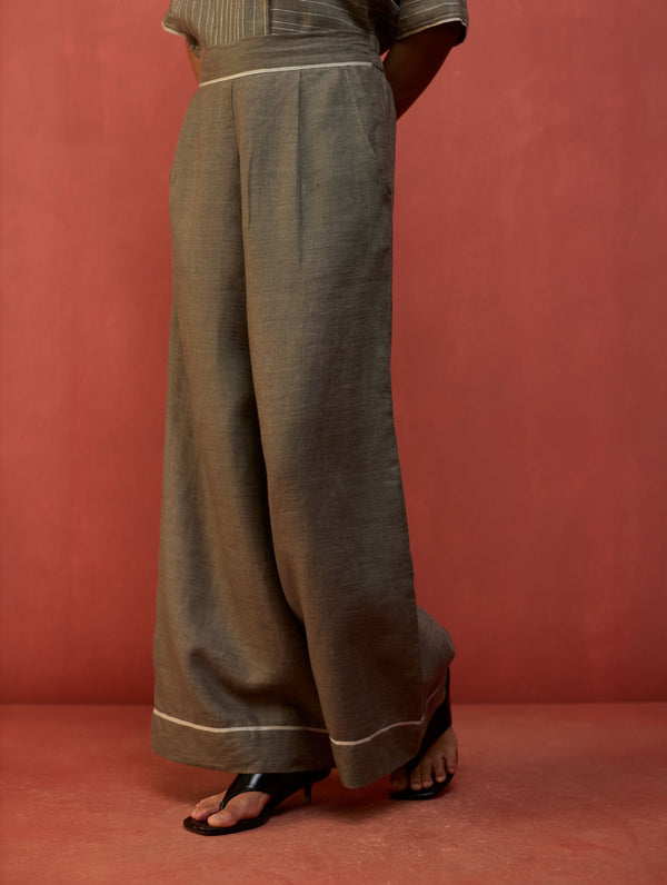 Emma Relaxed Fit Linen Pant - Grey