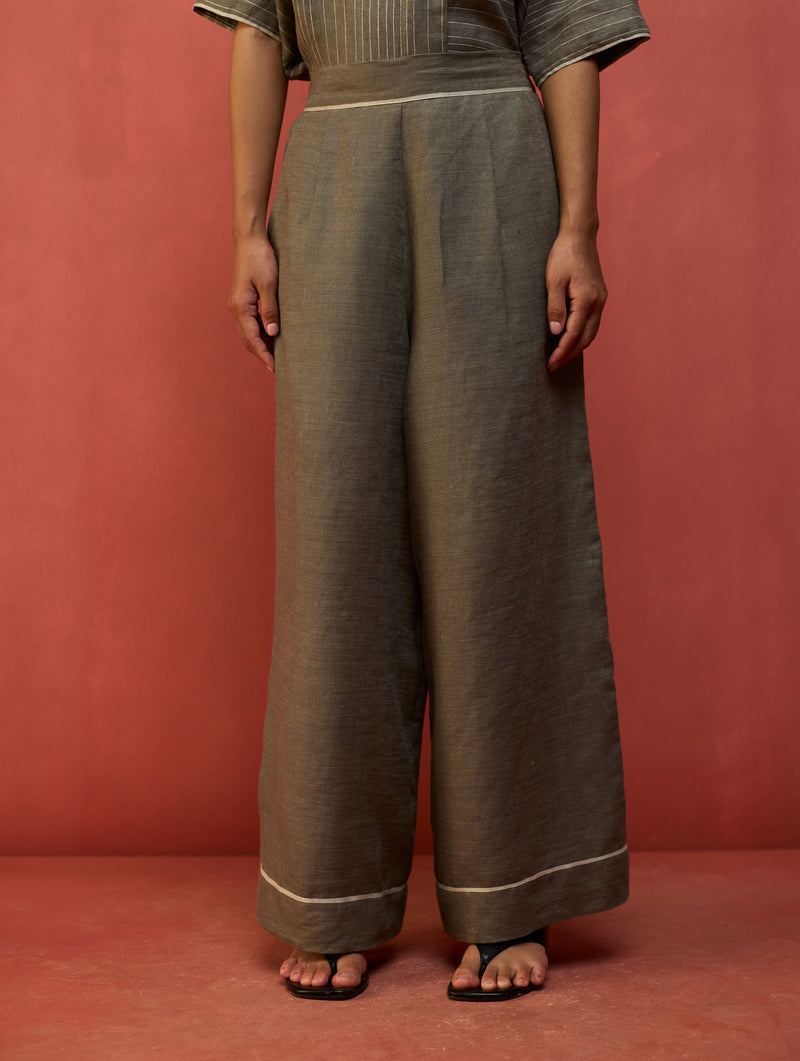 Shiro Stripe Linen Co-ord Set - Grey