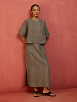 Mariko Crop Linen Top - Grey