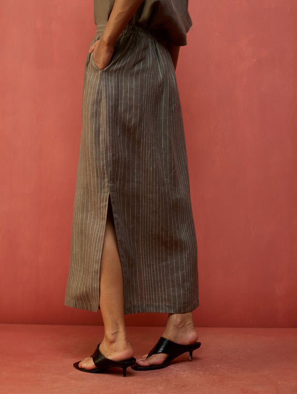 Mariko Crop Linen Co-ord Set - Grey