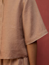 Mariko Cropped Linen Co-ord Set - Blush
