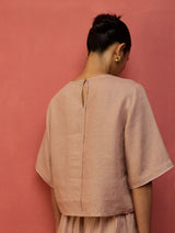 Mariko Cropped Linen Co-ord Set - Blush