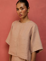 Mariko Cropped Linen Co-ord Set - Blush