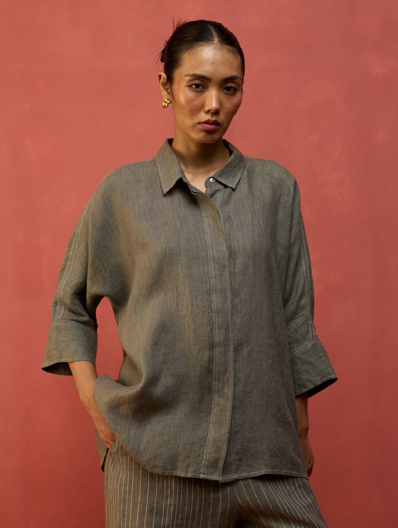 Yoko Forever Linen Shirt - Grey