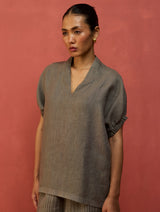 Hoshi Linen Top - Grey
