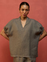 Hoshi Linen Top - Grey