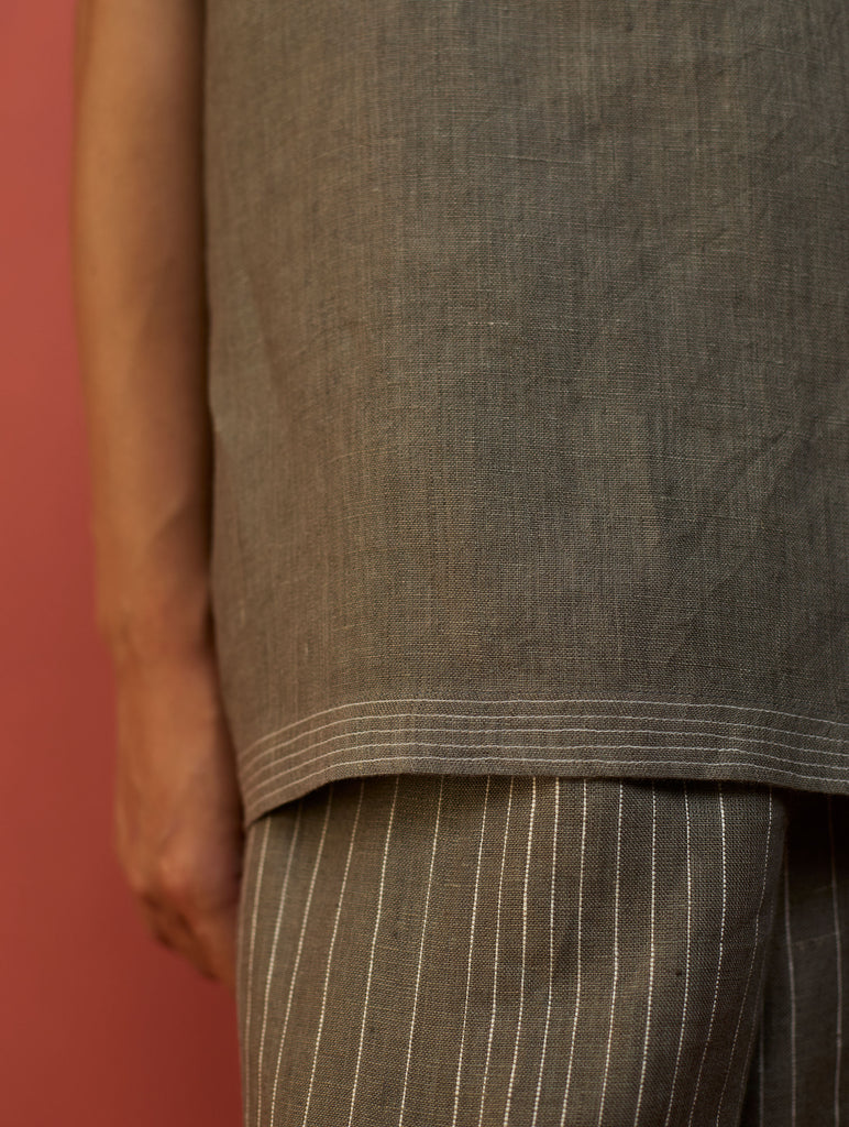 Juno Stripe Linen Pant - Grey