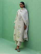 Sakura Botanical Stripe Linen Kurta Set - Natural