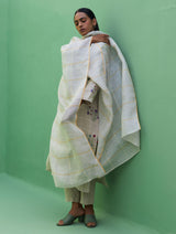 Sakura Botanical Stripe Linen Kurta Set - Natural