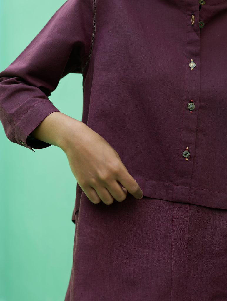 Anaya Linen Co-ord Set - Wine
