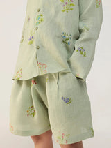 Akio Floral Linen Co-ord set - Mint