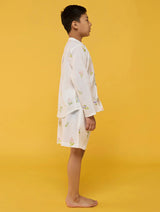 Akio Floral Linen Shirt - White