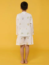 Akio Floral Linen Shirt - White