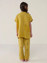 Aboli Patchwork Linen Shirt - Ochre