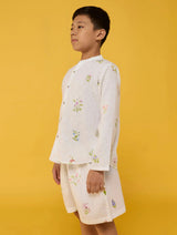 Akio Floral Linen Co-ord Set - White