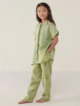 Aboli Patchwork Linen Shirt - Mint