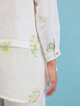 Leina A- Line Linen Co-ord Set - White