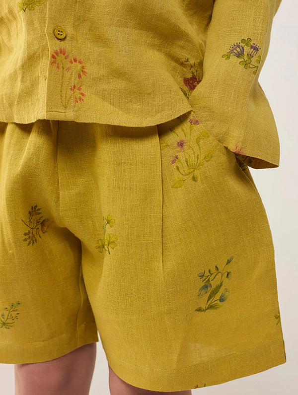 Akio Floral Linen Co-ord set - Ochre