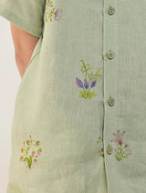 Kabo Floral Linen Shirt - Mint