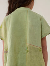 Aboli Patchwork Linen Shirt - Mint