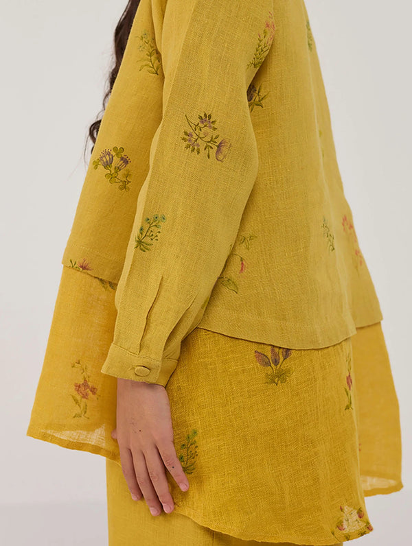 Leina A- Line Linen Co-ord Set - Ochre
