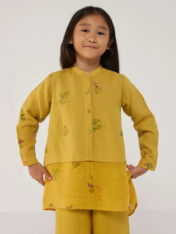 Leina A- Line Linen Co-ord Set - Ochre
