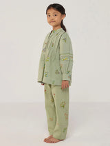Akavi Pleated Floral Linen Co-ord Set - Mint