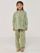 Akavi Pleated Floral Linen Shirt - Mint