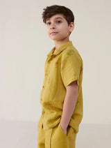 Kabo Floral Linen Shirt - Ochre