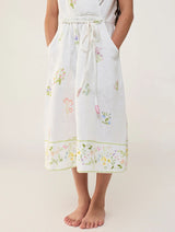 Mema Shawl Printed Collar Linen Dress - White