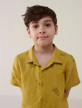 Kabo Floral Linen Shirt - Ochre