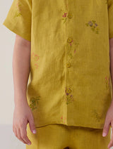 Kabo Floral Linen Shirt - Ochre
