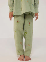 Nama Floral Linen Pant - Mint