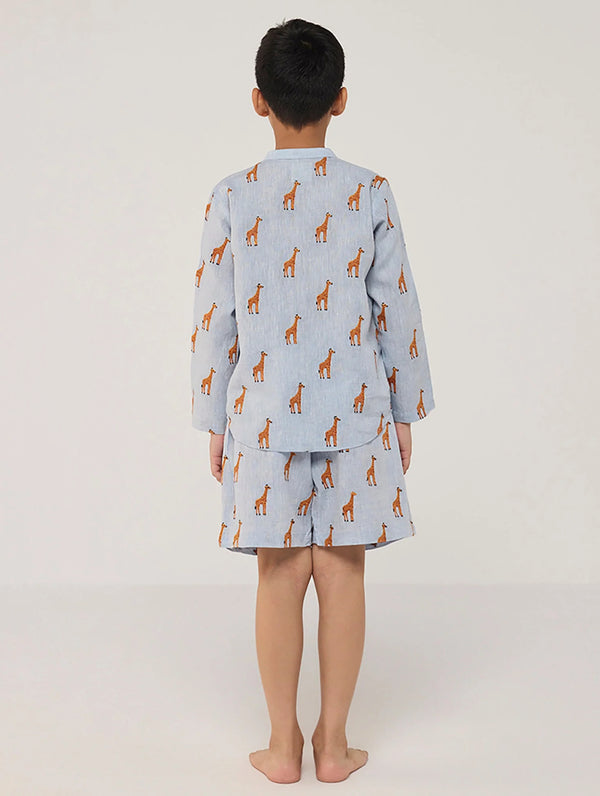 Ben Linen Shirt - Sky (Giraffe)