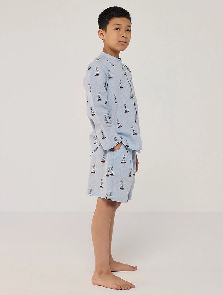 Ben Linen Shirt - Sky (Lighthouse)
