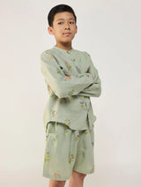 Akio Floral Linen Shirt - Mint