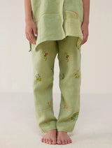 Nama Floral Linen Pant - Mint