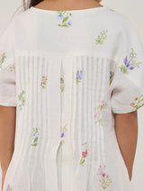 Rasa Floral Printed Linen Dress - White