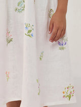 Rasa Floral Printed Linen Dress - White
