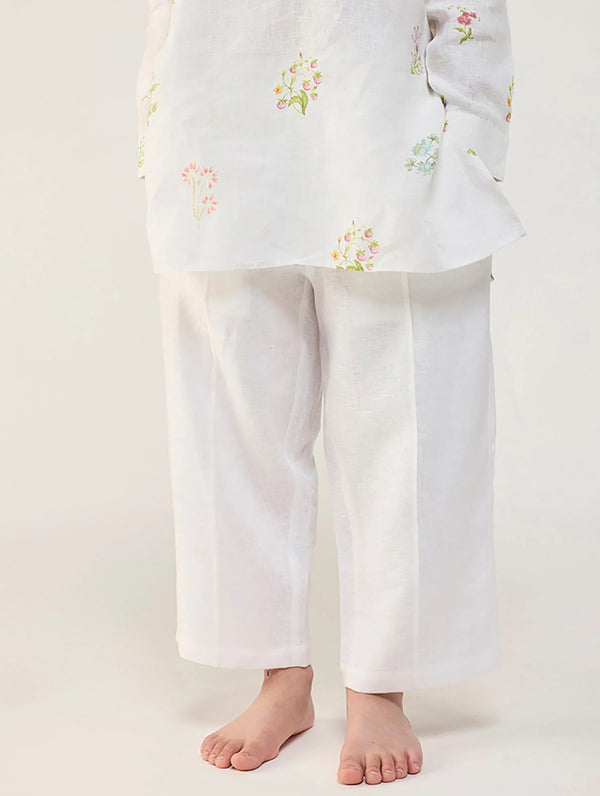 Jay Forever Linen Kurta Set - White