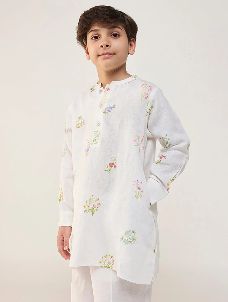 Jay Forever Linen Kurta Set - White