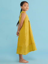 Ita Pleated Linen Dress - Ochre