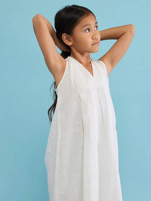 Ita Pleated Linen Dress - White