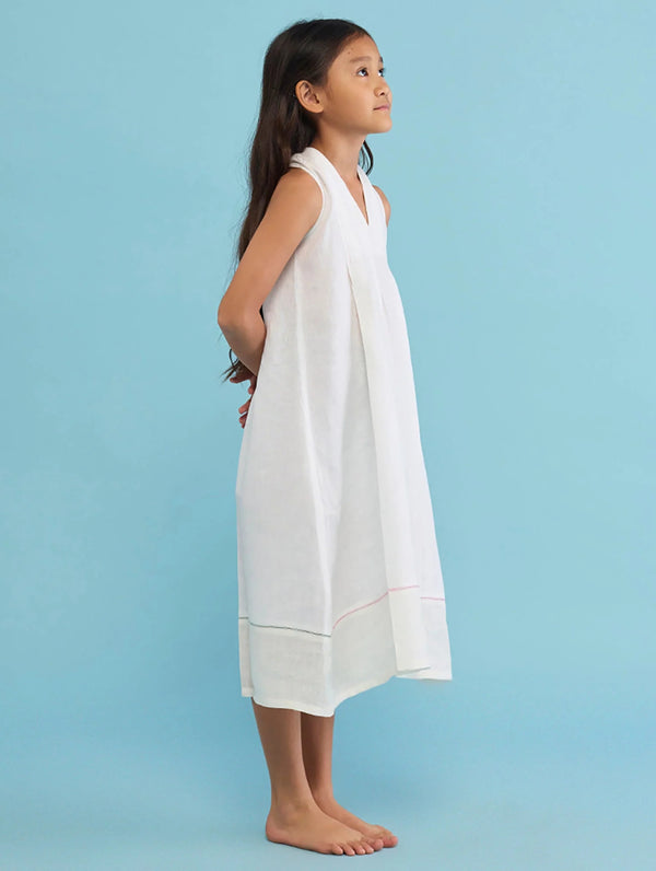 Ita Pleated Linen Dress - White